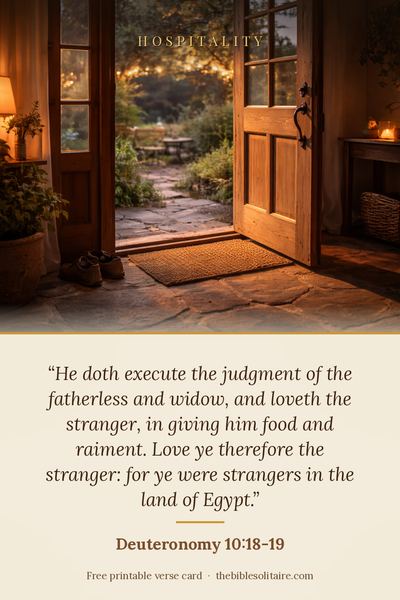 Printable verse card: Deuteronomy 10:18-19