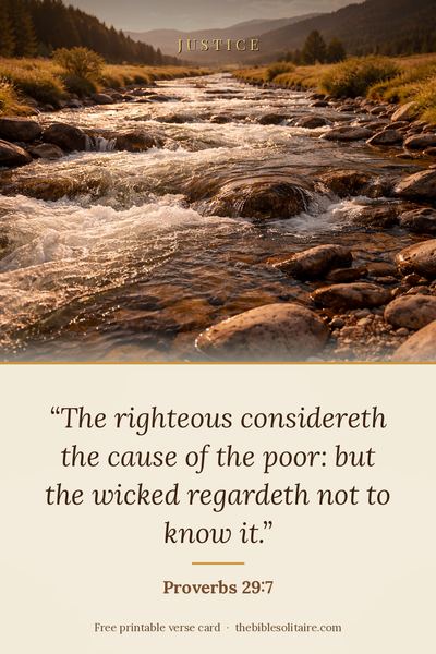 Printable verse card: Proverbs 29:7